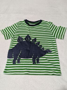 Circo Toddler Boys 5T Green White Striped Short Sleeve Dinosaur T-Shirt